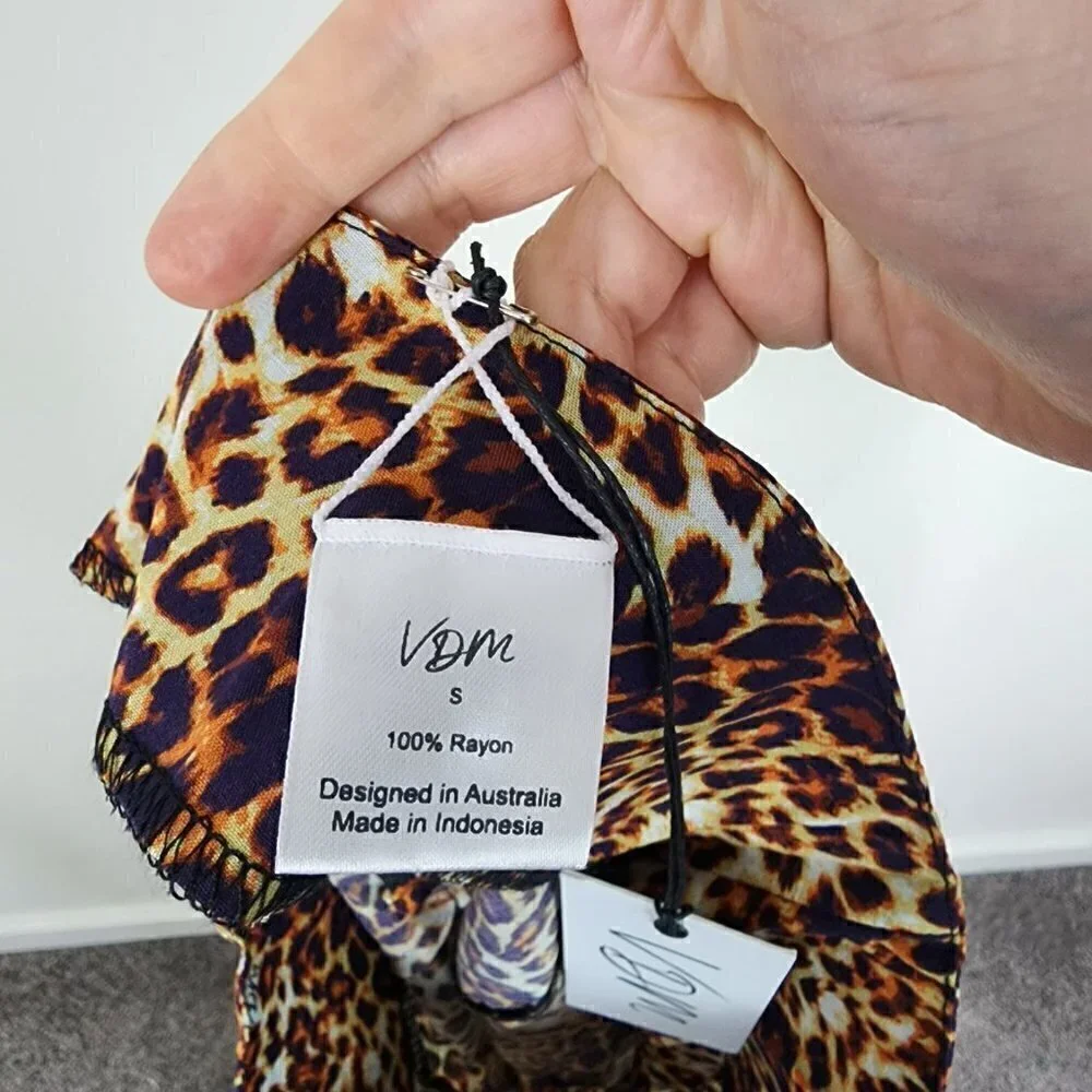 NWT VDM The Label Stassie Leopard Print Ruched Detail Skirt Small